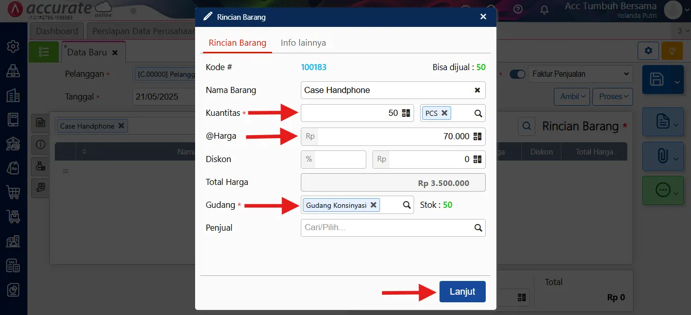 mencatat transaksi konsinyasi (pihak yang menerima titipan barang)